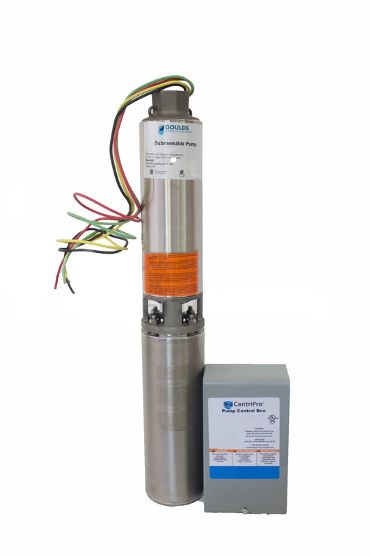 Goulds 10GS50412C 5HP 230V Submersible Water Well Pump, Motor & Control Box 10GPM - Stainless Steel Submersible Well Pumps